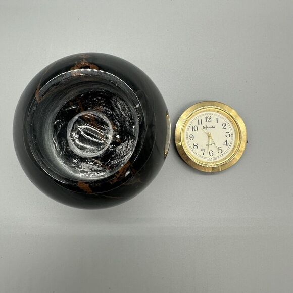 Marble Ball Desk Clock Infinity Japan Movt Paperweight Black/Brown - Picture 6 of 9